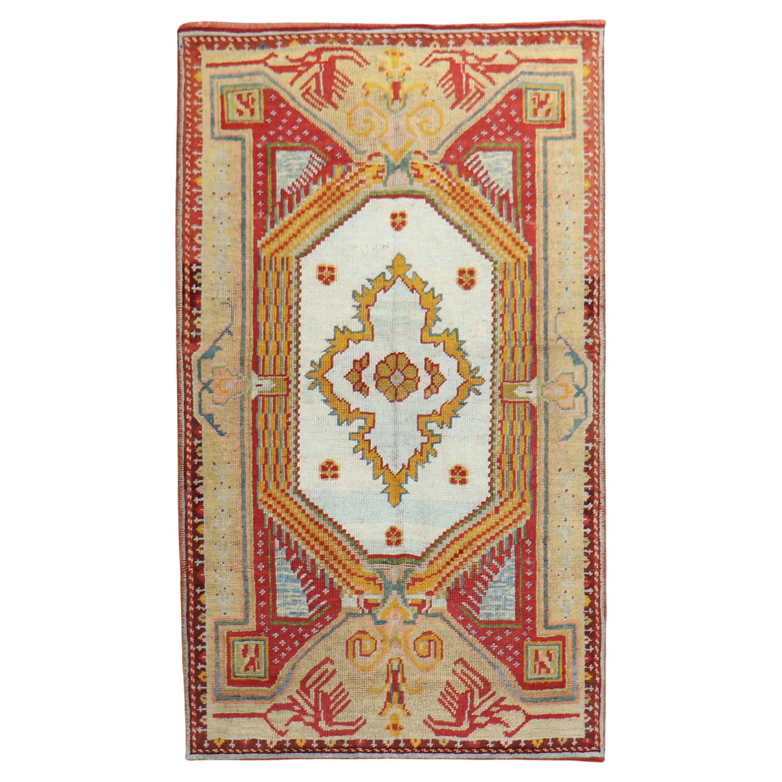 Vibrant Antique Turkish Ghiordes Rug Early 20th Century Wool Hand-Woven 44 x 65 (1 of 9)