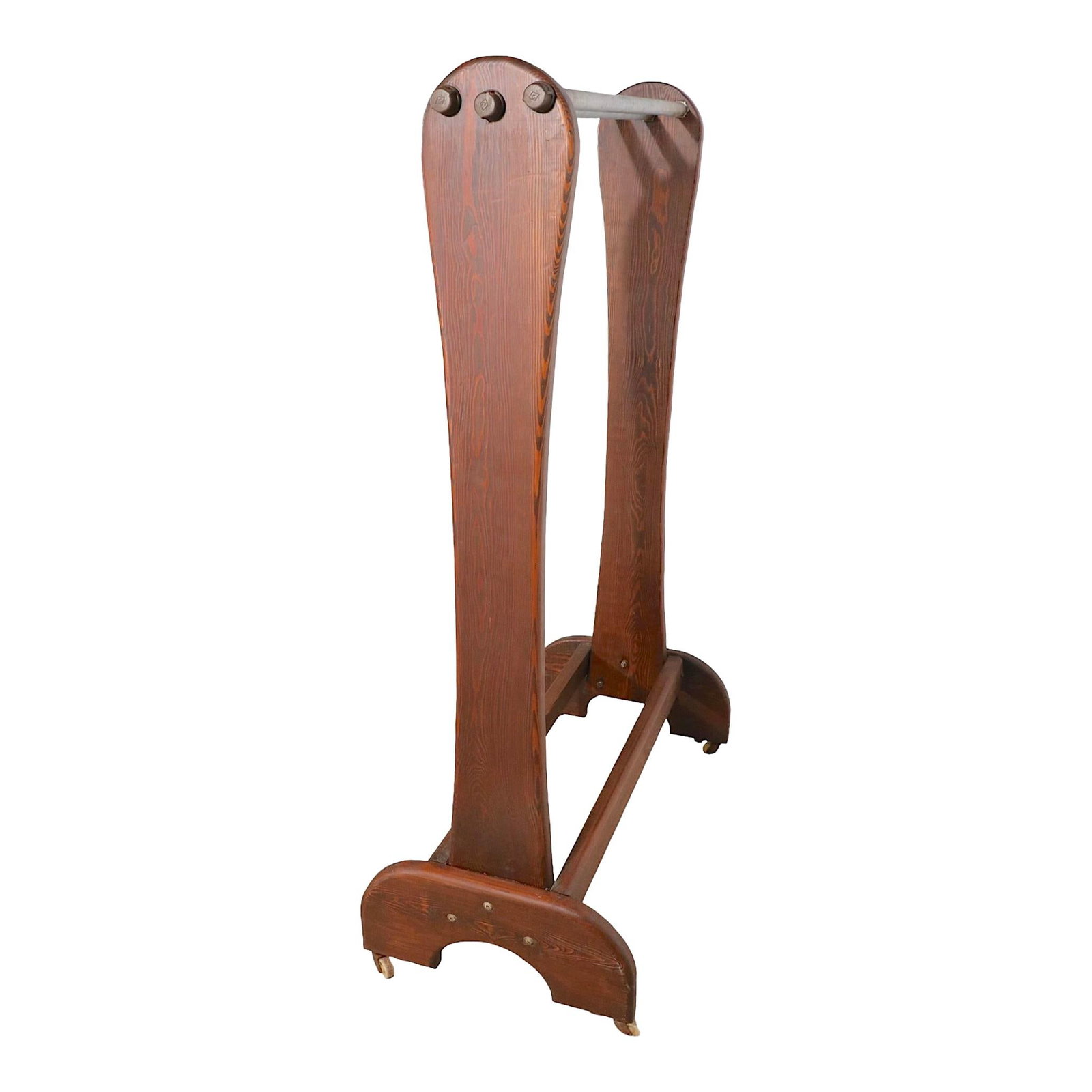 Unique 1970s Handmade Pine Clothing Rack with Industrial Pipes (1 of 10)