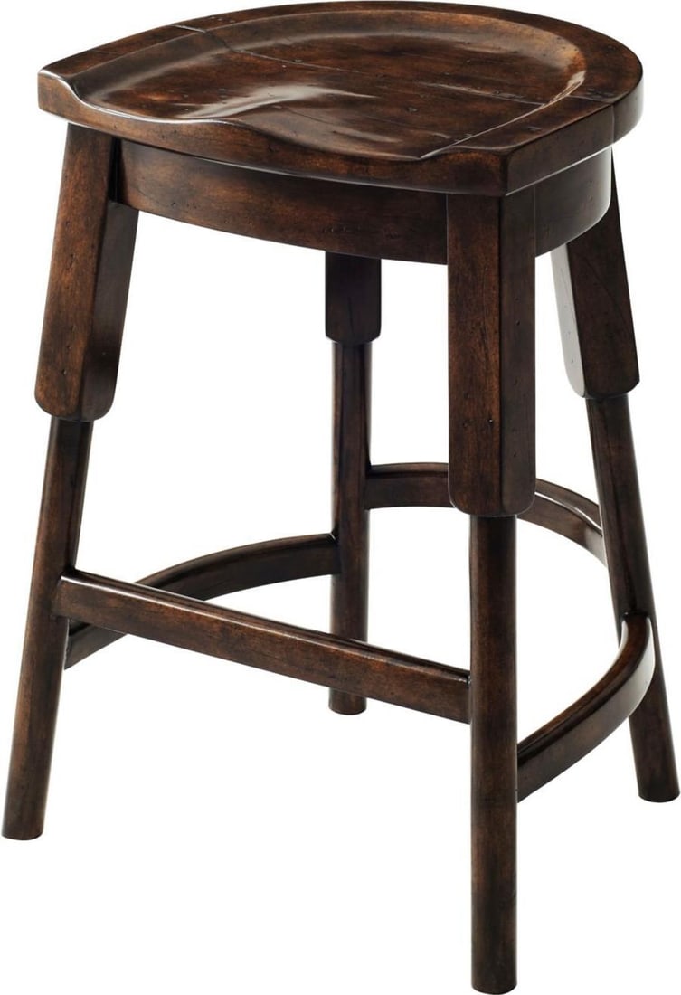 Theodore Alexander Byron Mahogany Backless Saddle Seat Stool (1 of 1)
