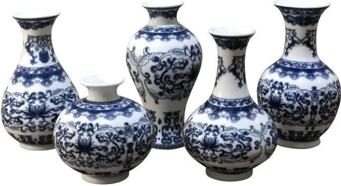Handmade Chinese Style Curly Vine Bud Porcelain Vases (1 of 1)