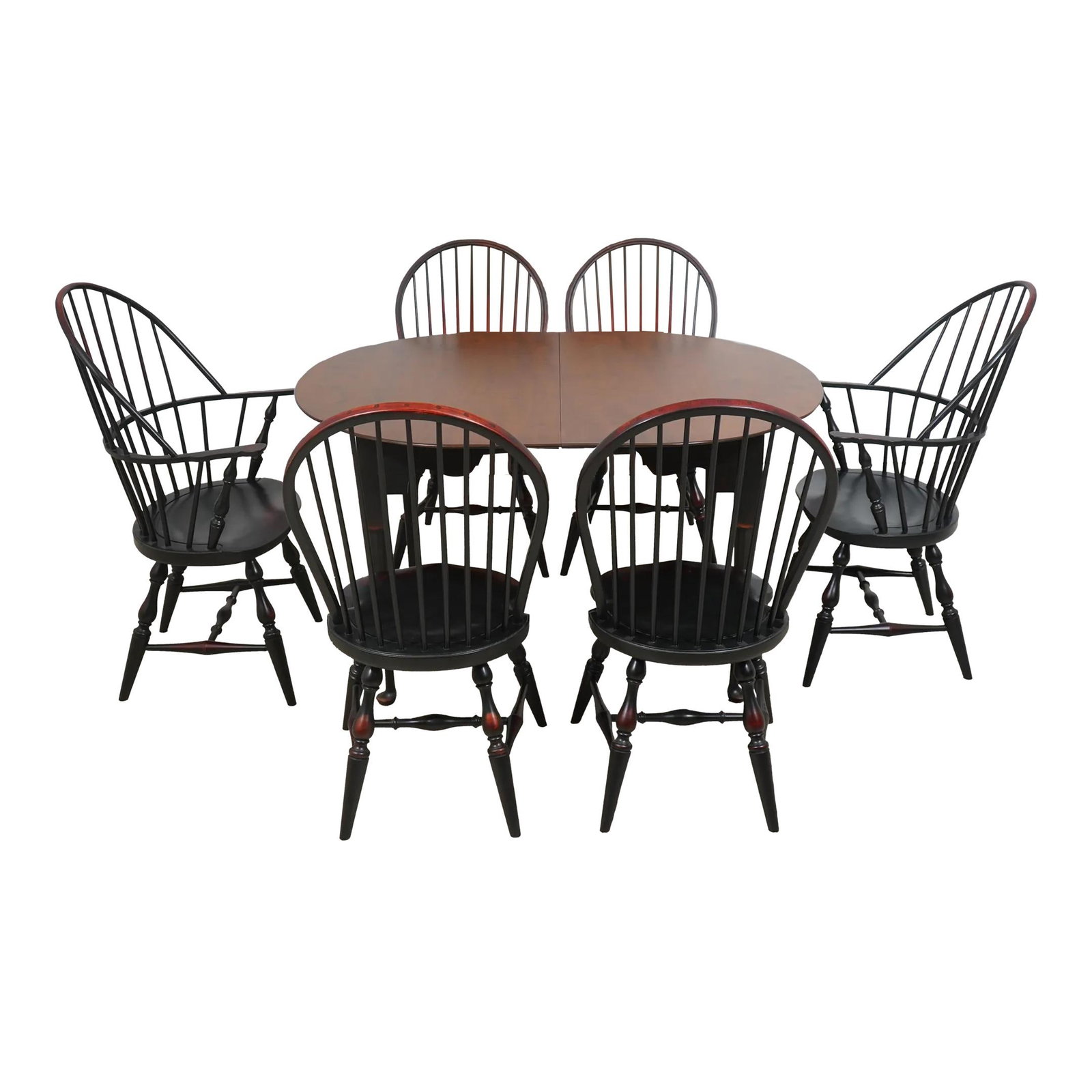 Tiger Maple Dining Table with 6 Chairs Black Finish Set (1 of 10)