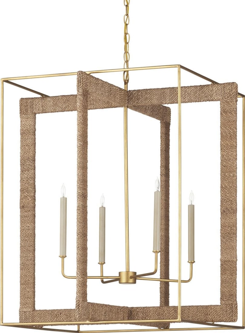 Currey Purebred Lantern 36H Contemporary Gold Leaf Finish (1 of 8)