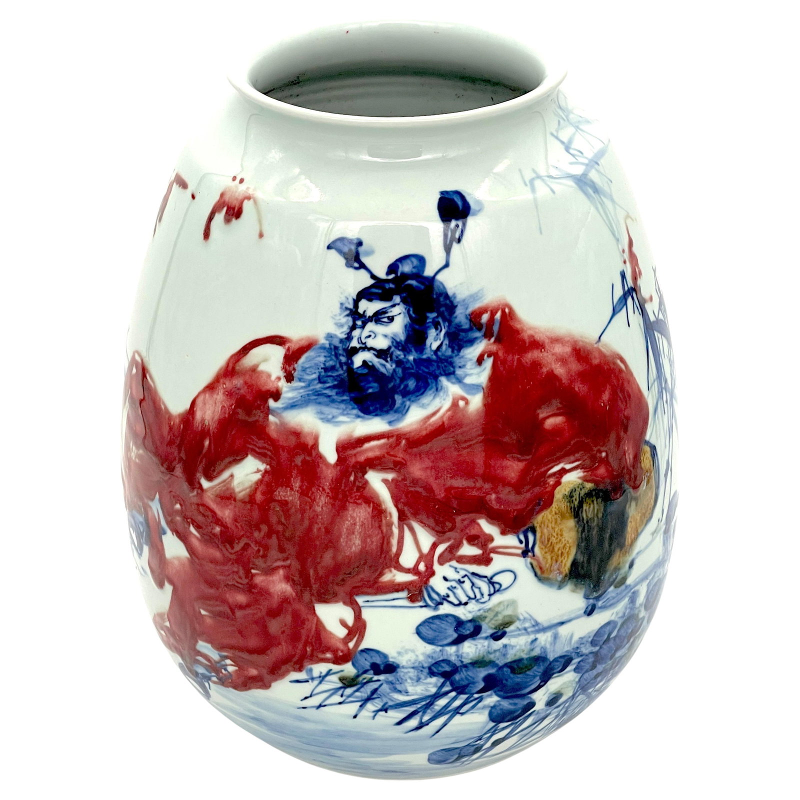 Fukagawa Studio Meiji Period Omoikane Wisdom Vase Japan 1900s: Fukagawa Studio Meiji Period Omoikane Wisdom Vase Japan 1900s This extraordinary Japanese Meiji Period Arita Omoikane Deity of Wisdom Si Jian Vase, crafted by the esteemed Fukagawa Studio, showcases a