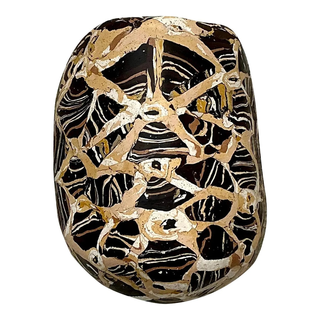 Pigmented Plaster Scagliola Wall Pocket with Tortoise Shell Motif (1 of 10)