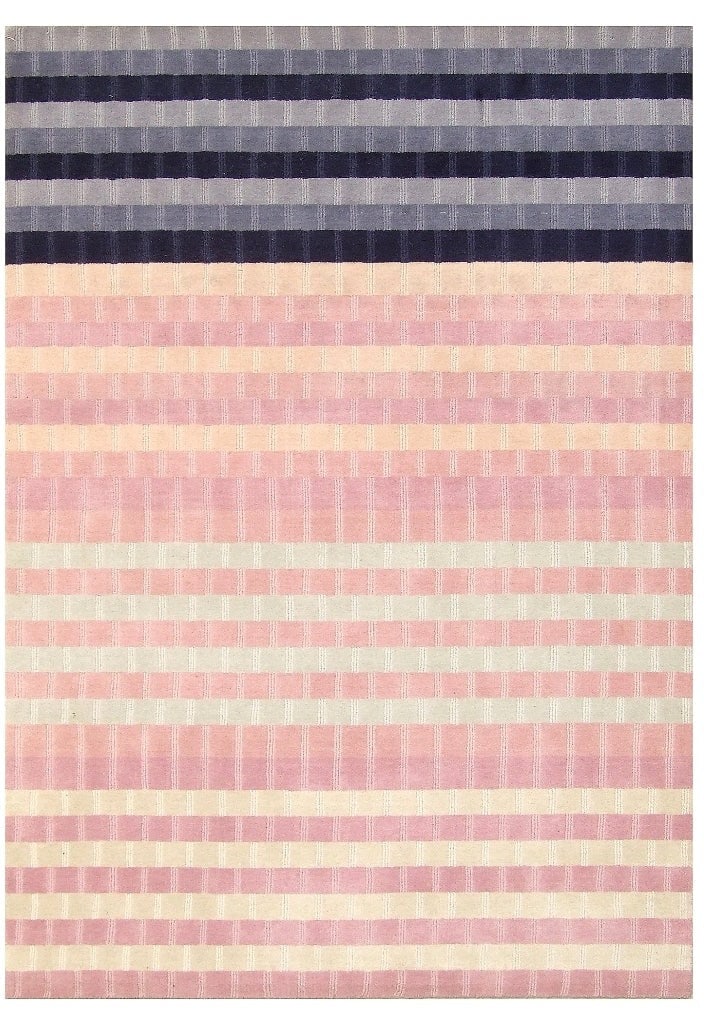 Pink Modern Loom Knotted Rug 4'9 x 8'2 Handmade Wool Elegant Design (1 of 1)