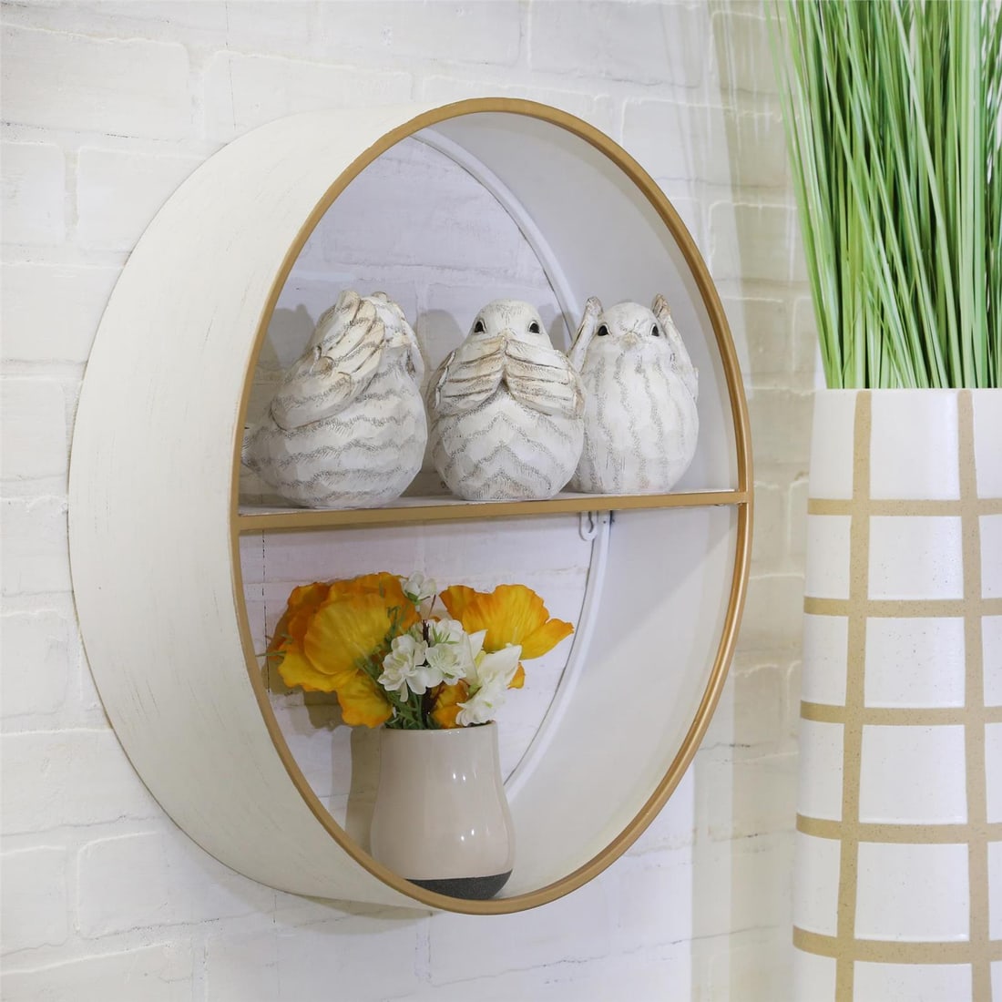 Sagebrook Decorative Ivory Bird Trio Polyresin Gold Ivory Finish (1 of 9)