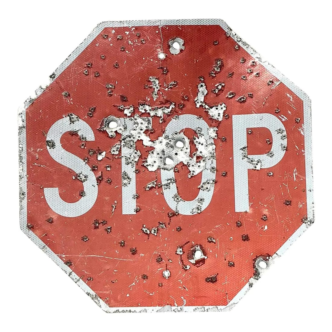 Authentic 24 Inch Aluminum Stop Sign With Gunshot Distress Americana (1 of 10)