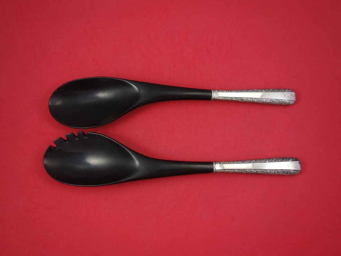 Towle Candlelight Sterling Silver Salad Serving Set 2pc with Black Plastic Handles (1 of 1)