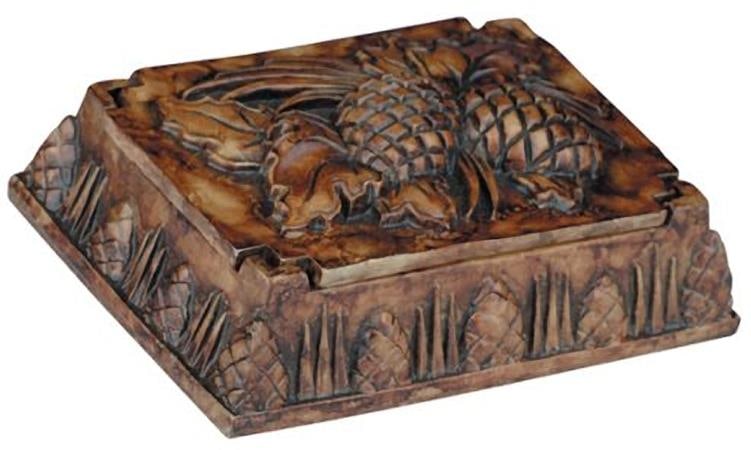 Lodge Style Rustic Pinecone Acorn Resin Storage Box (1 of 1)