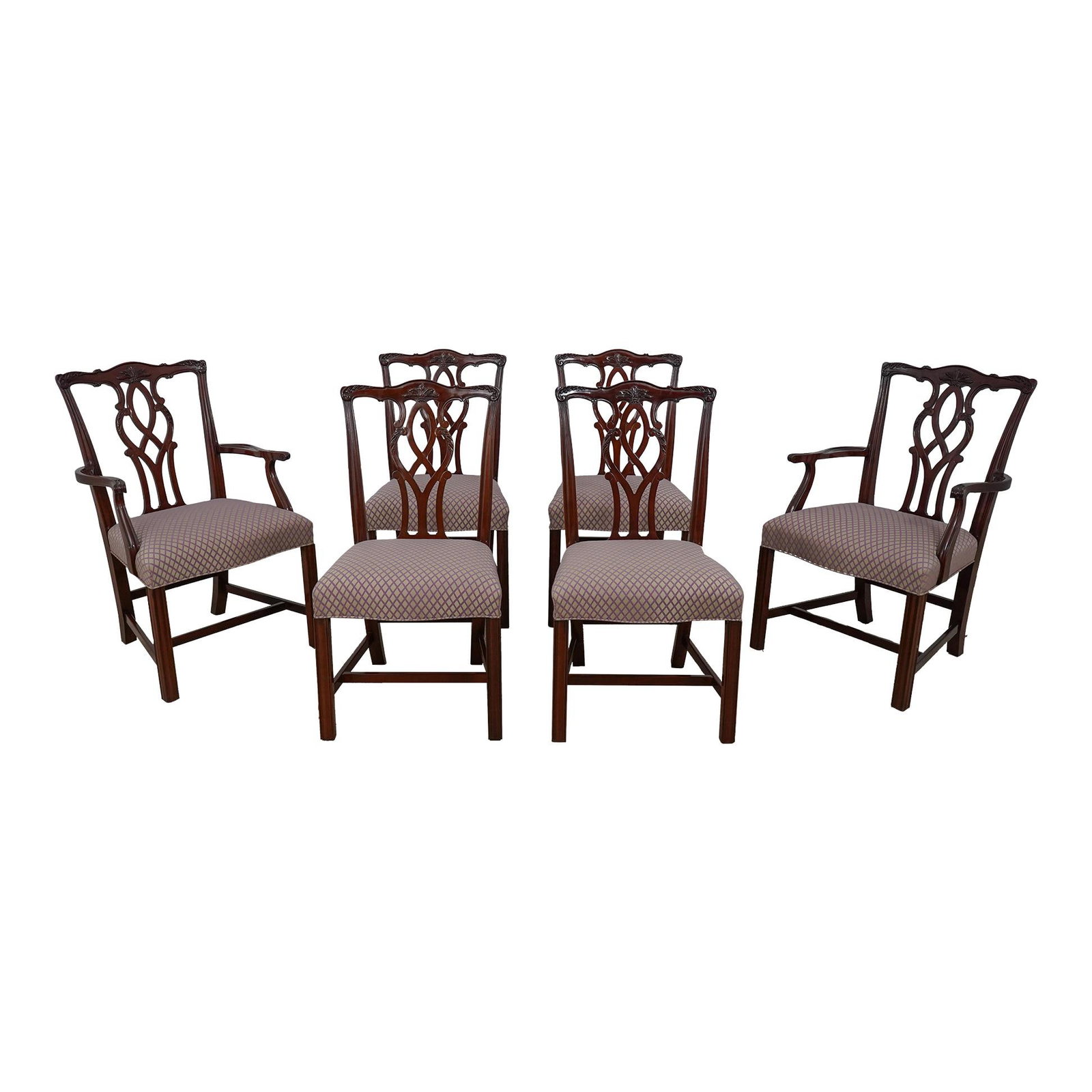 Set of 6 Kindel Chippendale Mahogany Dining Chairs with Fine Carved Details: Set of 6 Kindel Chippendale Mahogany Dining Chairs with Fine Carved Details This exquisite set of 6 Kindel Chippendale dining room chairs showcases fine carved details and high-quality construction, r