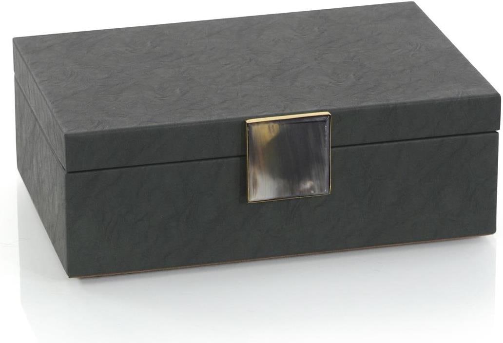 John-Richard Verdure Leather Decorative Box 4H 12W 8D (1 of 1)