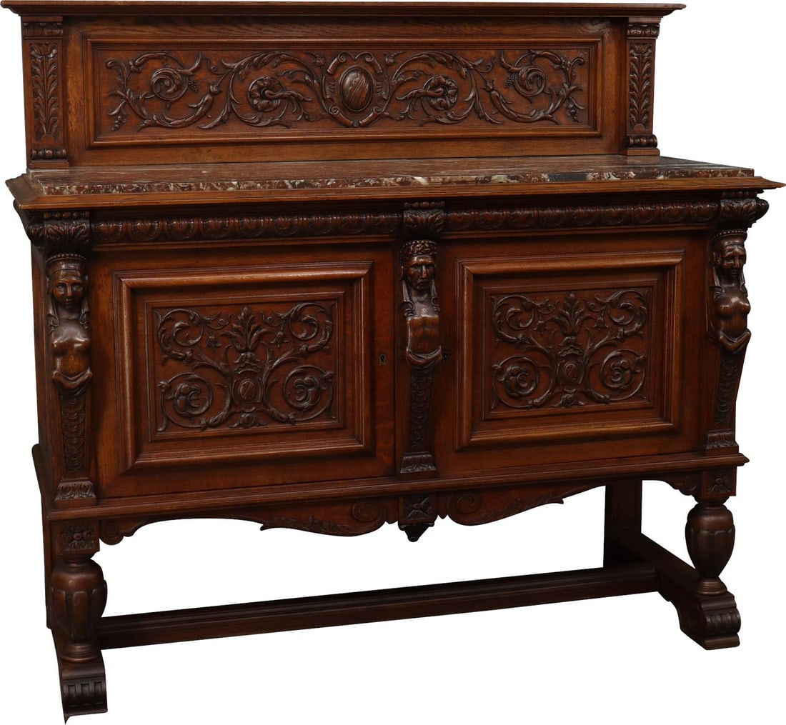 Antique 1900 French Oak Renaissance Style Server (1 of 16)