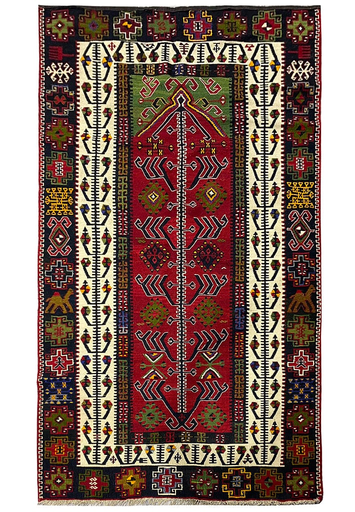 3.6 x 5.11 Persian Flat Weave Kilim Rug Handwoven Geometric Wool (1 of 10)