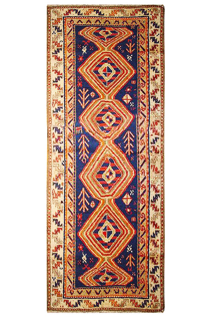 Handcrafted 3' x 6' Navy Blue Russian Kazak Rug (1 of 6)