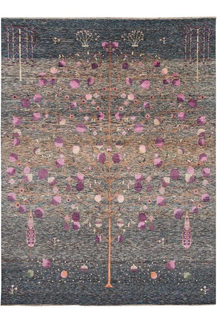 Contemporary Gabbeh Style Wool Rug 8'11" x 12" Multi-Color Design: Contemporary Gabbeh Style Wool Rug 8'11" x 12" Multi-Color Design This stunning contemporary Gabbeh style rug features a tan field adorned with a vibrant all-over multi-color design, perfect for enhan