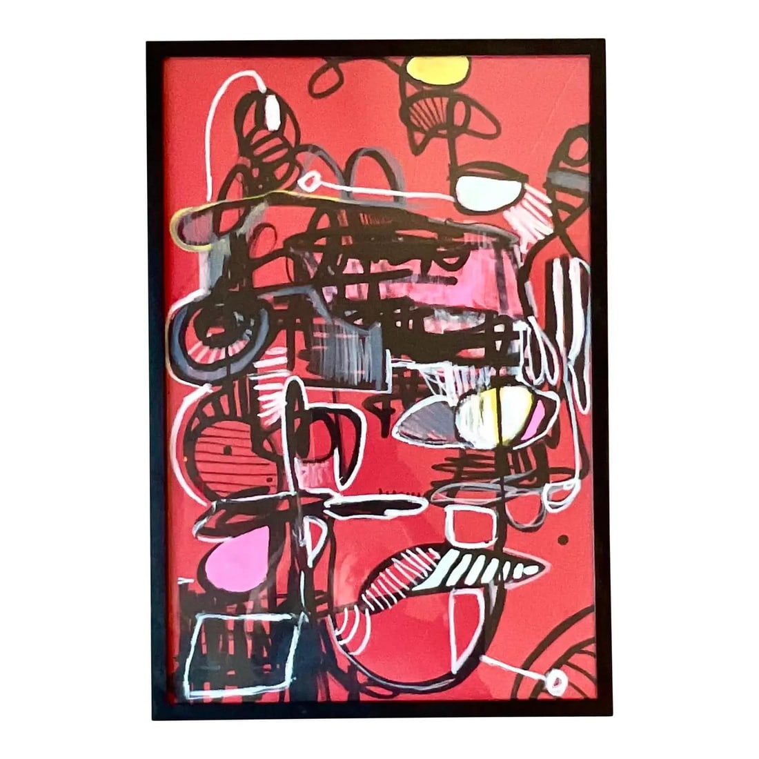 Original Signed Vintage Boho Abstract Oil Painting on Paper (1 of 4)