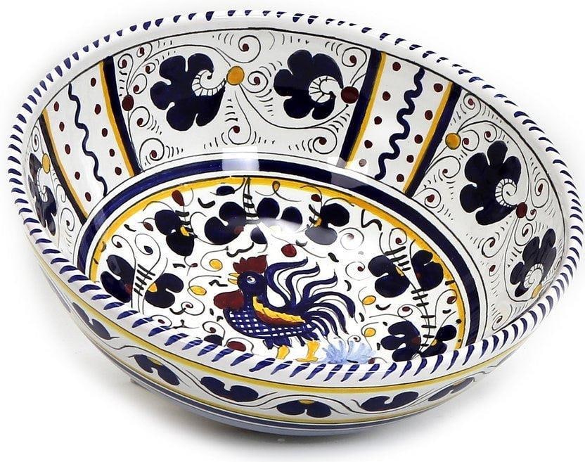 Handmade Orvieto Blue Rooster Medium Ceramic Salad Bowl (1 of 4)