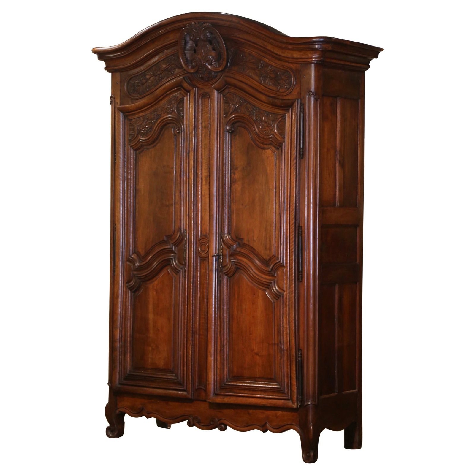 18th Century Louis XV Carved Walnut Armoire with Floral Motifs (1 of 13)