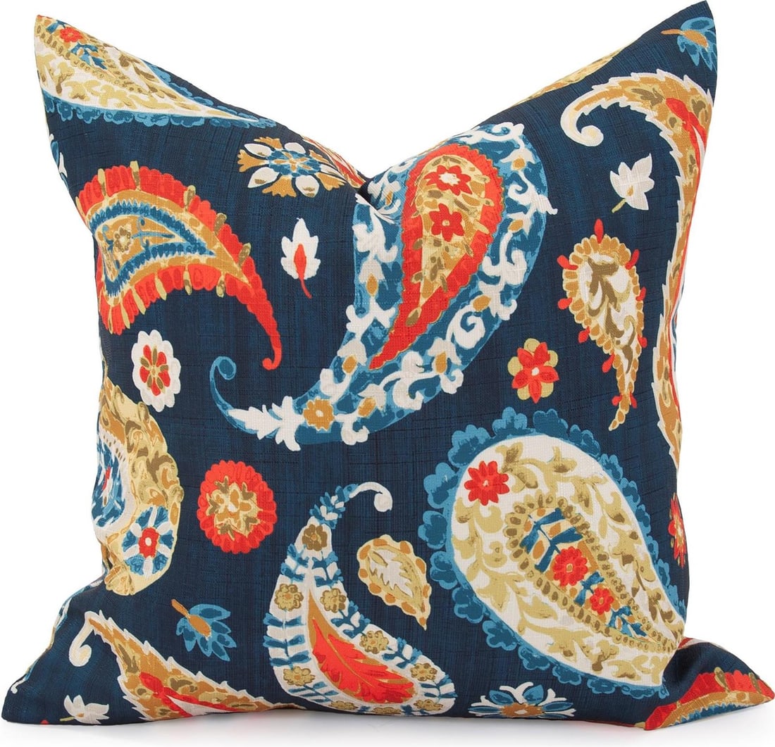 Blue Paisley Square Pillow by Howard Elliott 20x20 (1 of 1)