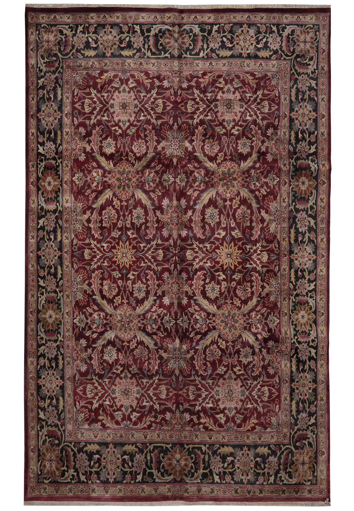 Handmade India Rug 9.7 x 14.6 Burgundy Black Large Area Carpet (1 of 13)