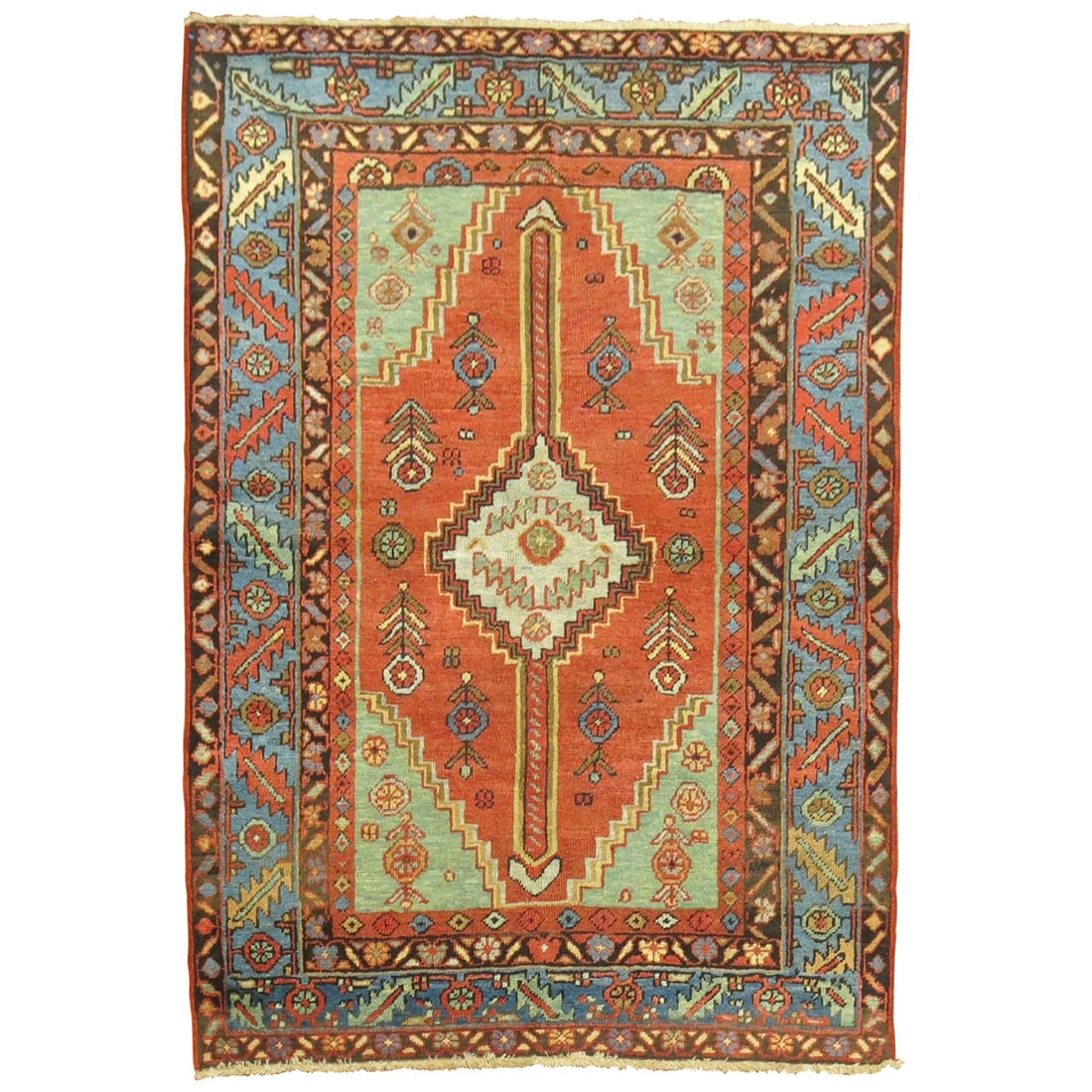 Vintage Hand-Woven Persian Heriz Rug 49 x 62 Wool Tudor Style (1 of 8)