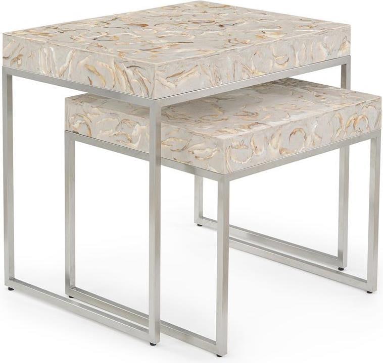 John-Richard Botta Transitional Nesting Tables with Stainless Steel Base (1 of 3)