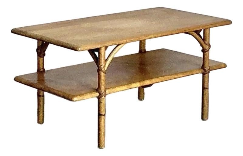Mid-Century Heywood Wakefield Hard Maple Coffee Table with Rattan Joinery (1 of 10)