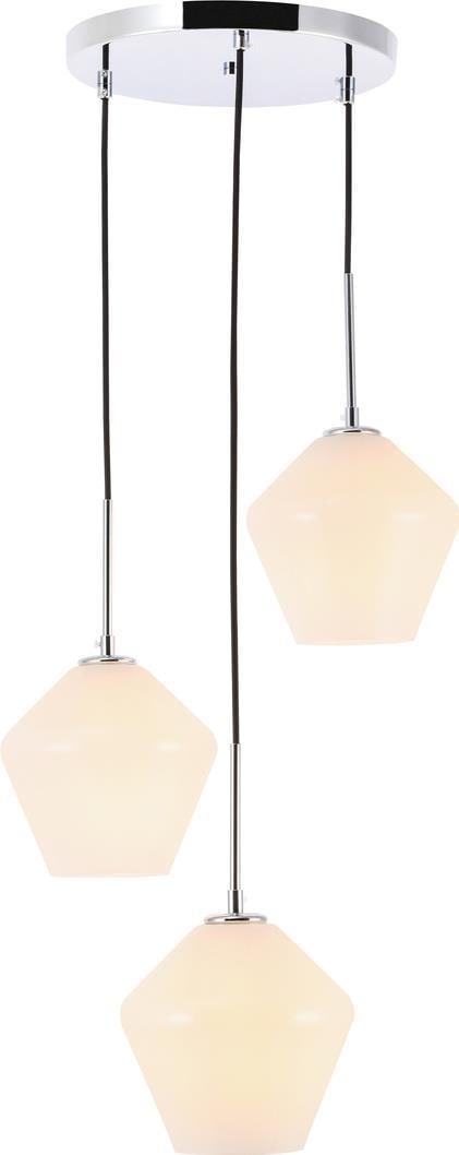 Gene 3-Light Pendant Lamp Chrome Frosted White Vintage Style (1 of 1)