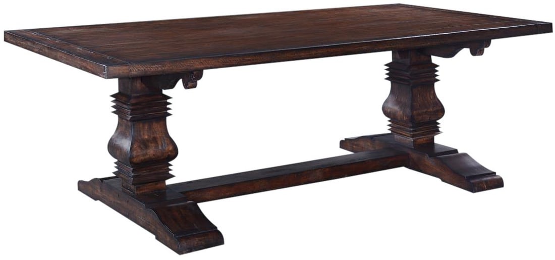 Tuscan Style Rustic Walnut Dining Table 8-Ft Double Pedestal (1 of 2)
