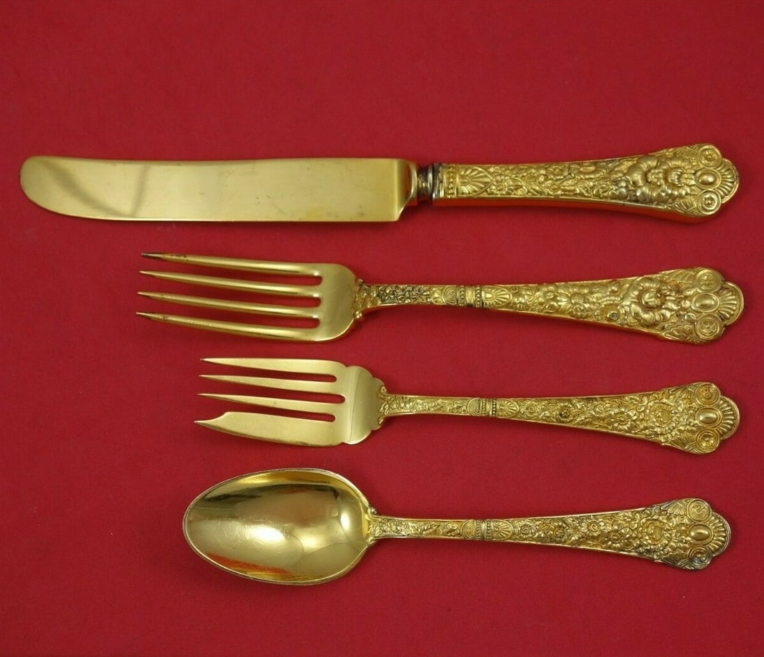 Gorham Cluny Vermeil Sterling Silver 4-Piece Place Setting (1 of 2)