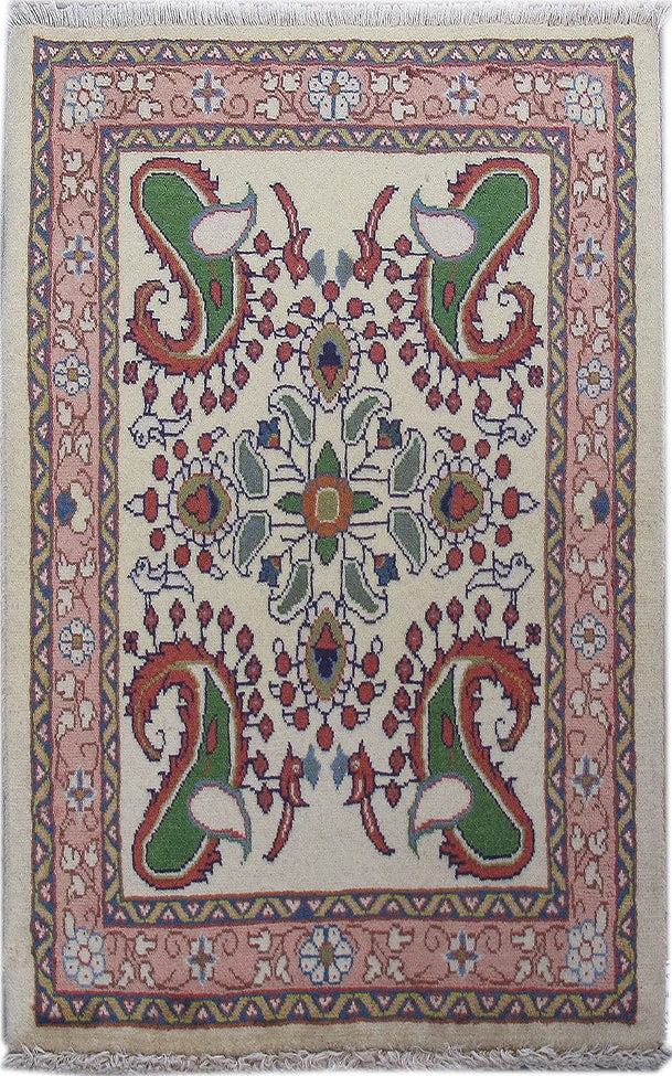 Handcrafted 2' x 3' Ivory Persian Arak Rug from Iran (1 of 6)