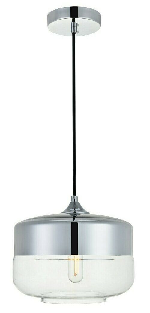 Ashwell Chrome and Clear Glass Modern Pendant Ceiling Light 1-Light Adjustable (1 of 5)