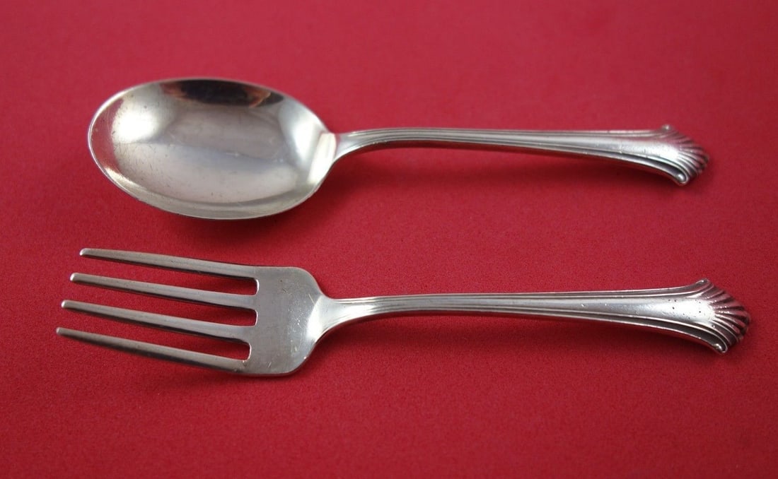 Towle Sterling Silver Silver Plumes 2-Piece Baby Set Original 4 1/4" (1 of 2)