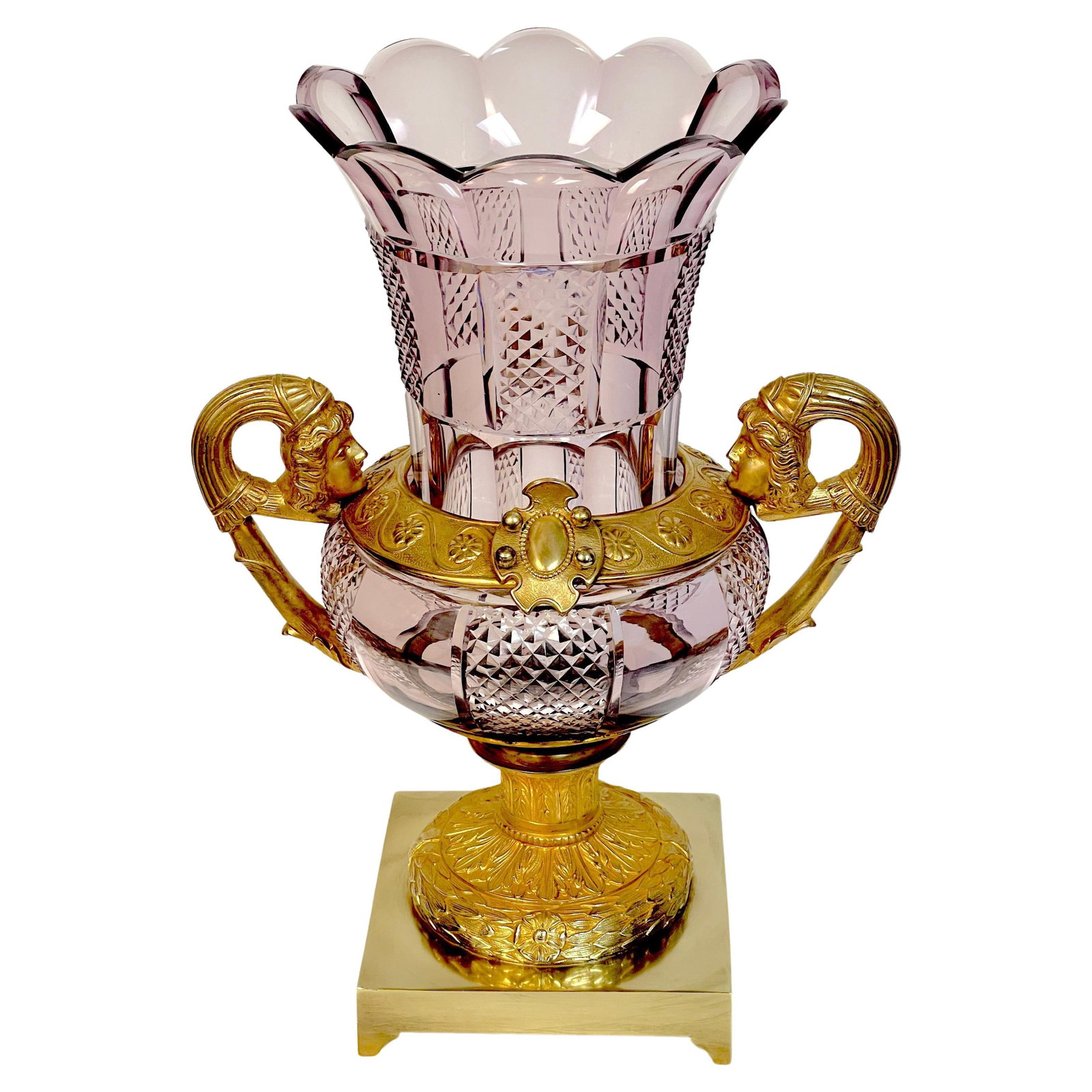 19th Century Russian Neoclassical Ormolu Amethyst Cut Glass Vase (1 of 13)
