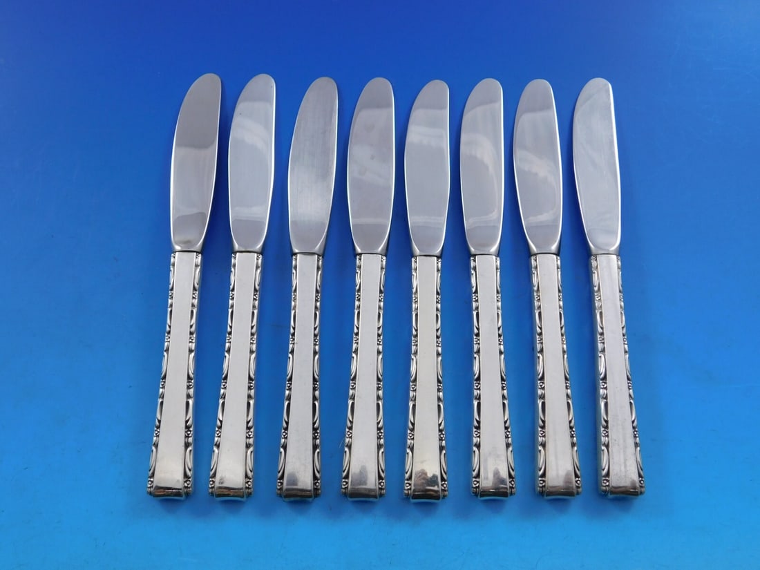 Lunt Madrigal Sterling Silver Butter Spreader Set of 8 Modern 6 1/8" (1 of 4)