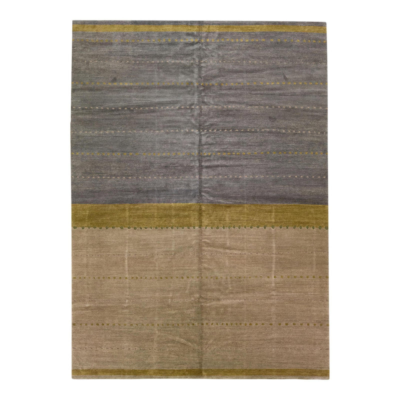 Modern Tibetan Handmade Wool Silk Rug 10' x 14' Gray Minimalist Design (1 of 7)