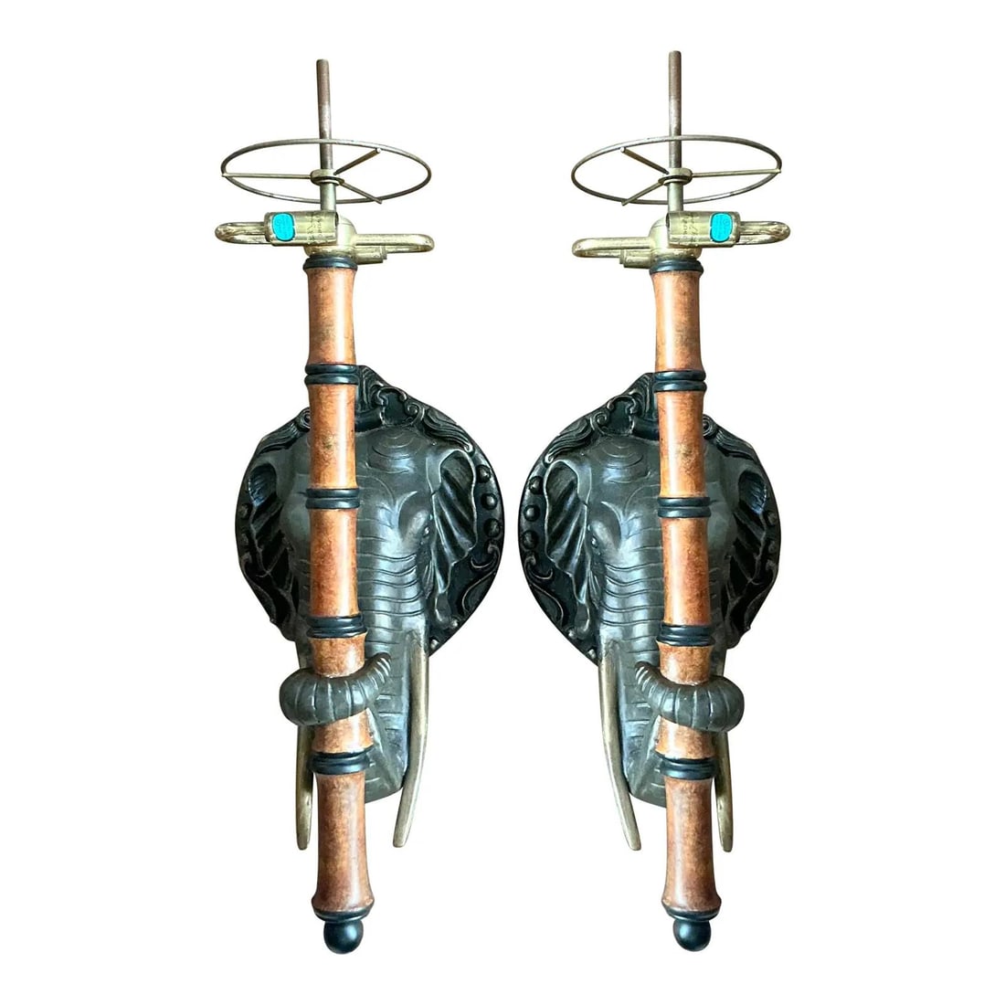Pair of Elephant Head Wall Sconces by Raymond Waites for Tyndale Hollywood Regency (1 of 9)