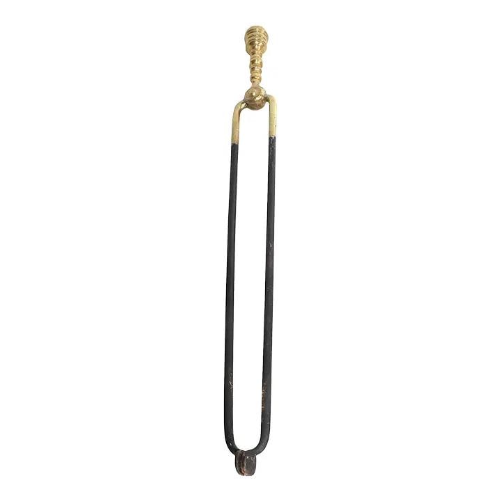 Fireplace Tongs with Cast Brass Handle and Wrought Iron Arms Antique (1 of 8)