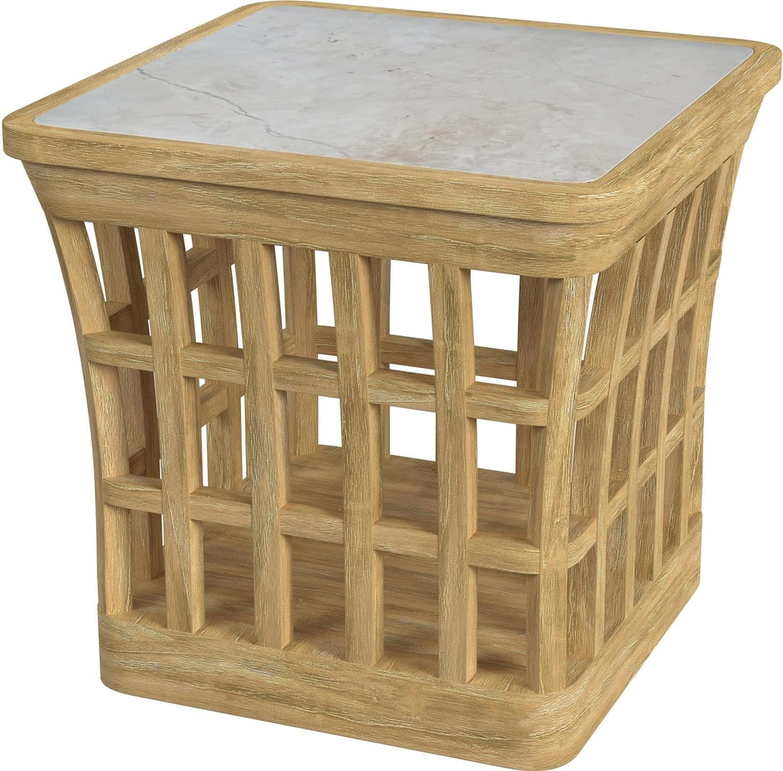 Butler Transitional Square Patio Table Teak and Marble (1 of 4)