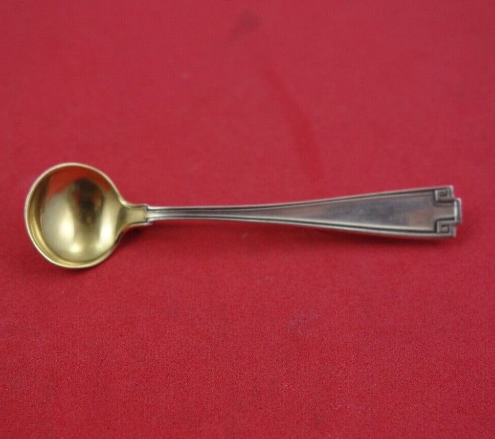 Gorham Etruscan Sterling Silver Salt Spoon Pin Gold Wash 2 3/4" (1 of 2)
