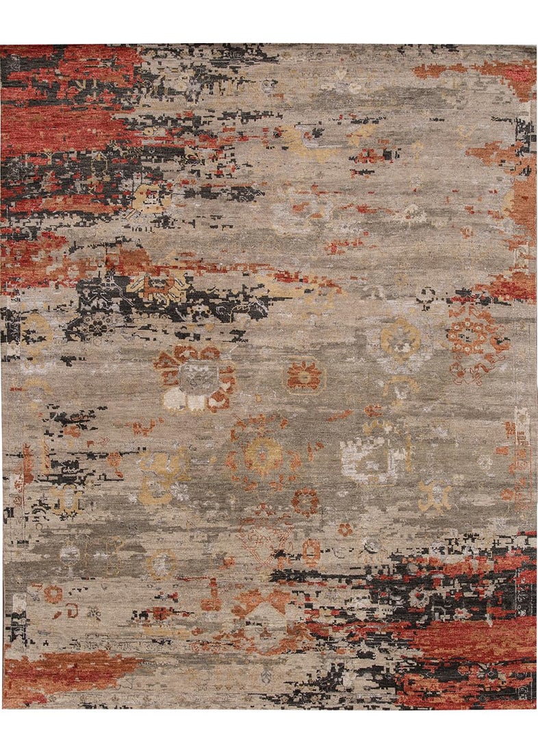 21st Century Hand-Knotted Indian Wool Rug Burnt Orange 8' x 9'10 (1 of 8)