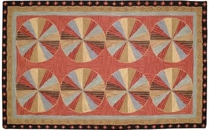 Early American 6x9 Hand-Hooked Rectangle Rug Pinwheel Brick Brown (1 of 1)