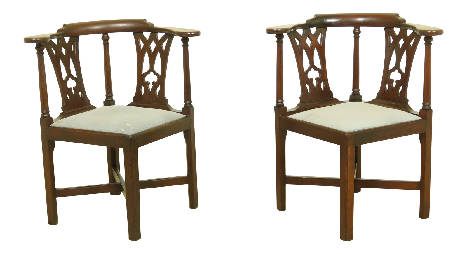 Pair of Antique Chippendale Corner Chairs Solid Mahogany 18th Century (1 of 10)