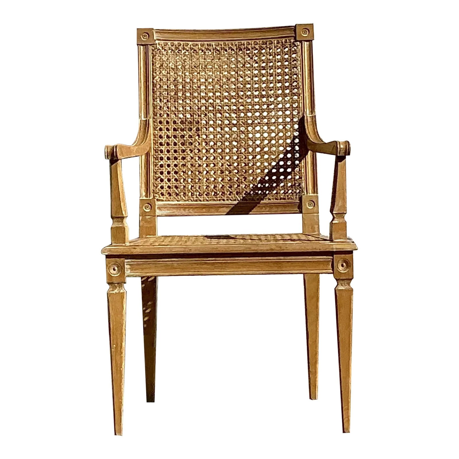 Vintage Regency Cane Wood Arm Chair Camel Color Timeless Design (1 of 7)