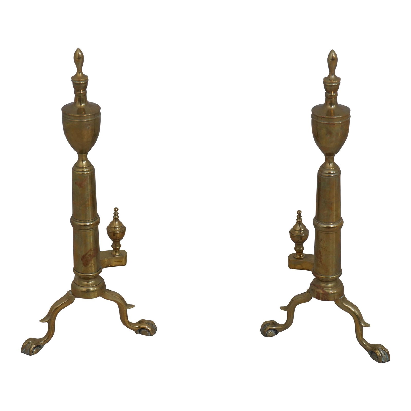 Rostand Chippendale Style Brass Andirons 18th Century Design (1 of 10)
