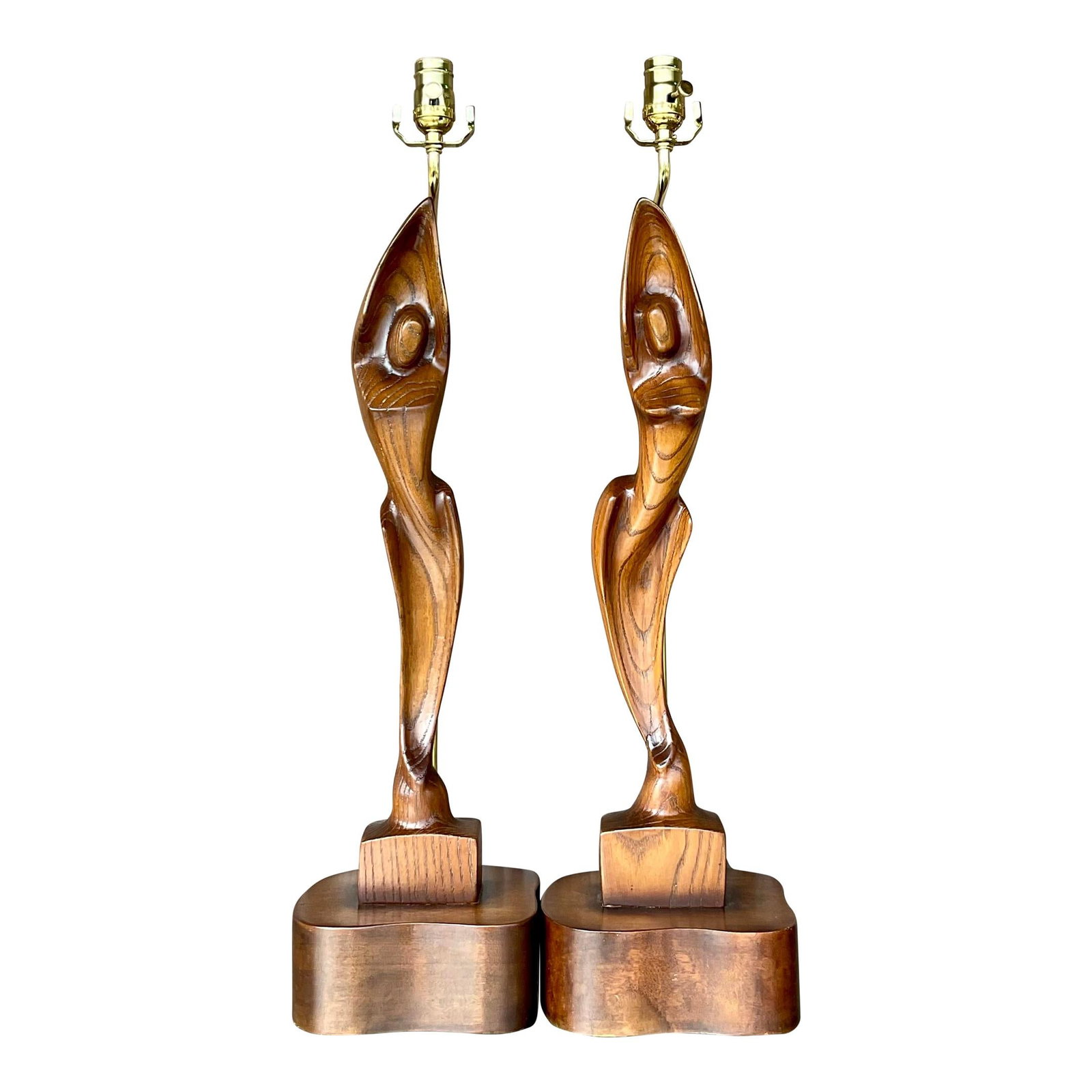 Yasha Heifetz Vintage Boho Sculptural Figure Lamps Pair: Yasha Heifetz Vintage Boho Sculptural Figure Lamps Pair Illuminate your space with this stunning pair of vintage Boho sculptural figure lamps by Yasha Heifetz. These Mid-Century Modern lamps feature b