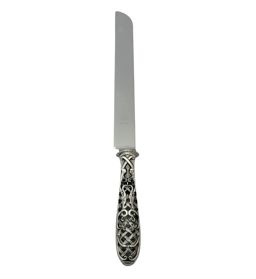 Italian Sterling Silver Ornate Woven Handle Bread Knife with Chased Cut Out Design (1 of 3)