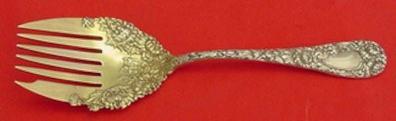 Durgin Chrysanthemum Sterling Silver Sardine Fork Gold Wash 6.25" (1 of 1)