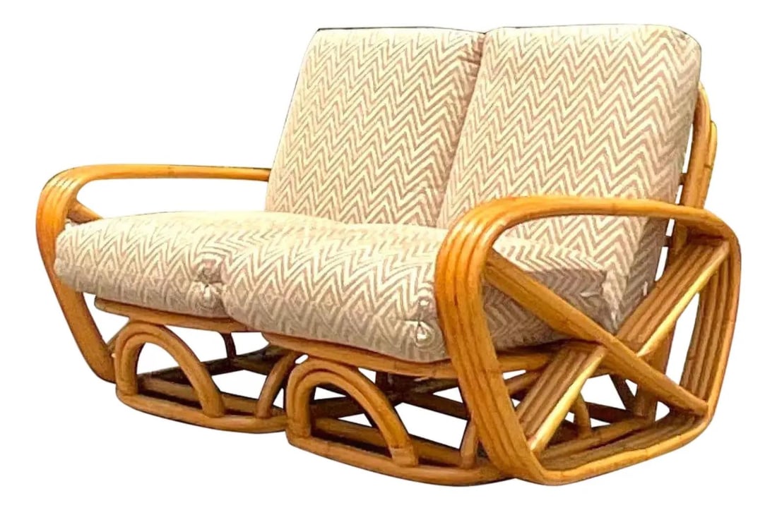 Coastal Vintage Four Strand Rattan Loveseat Inspired by Frankl (1 of 10)