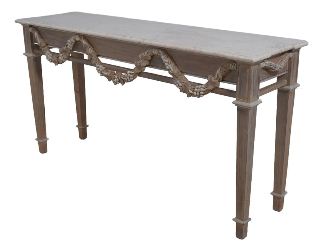 Italian Neoclassical Console Table with Polished Travertine Top (1 of 10)